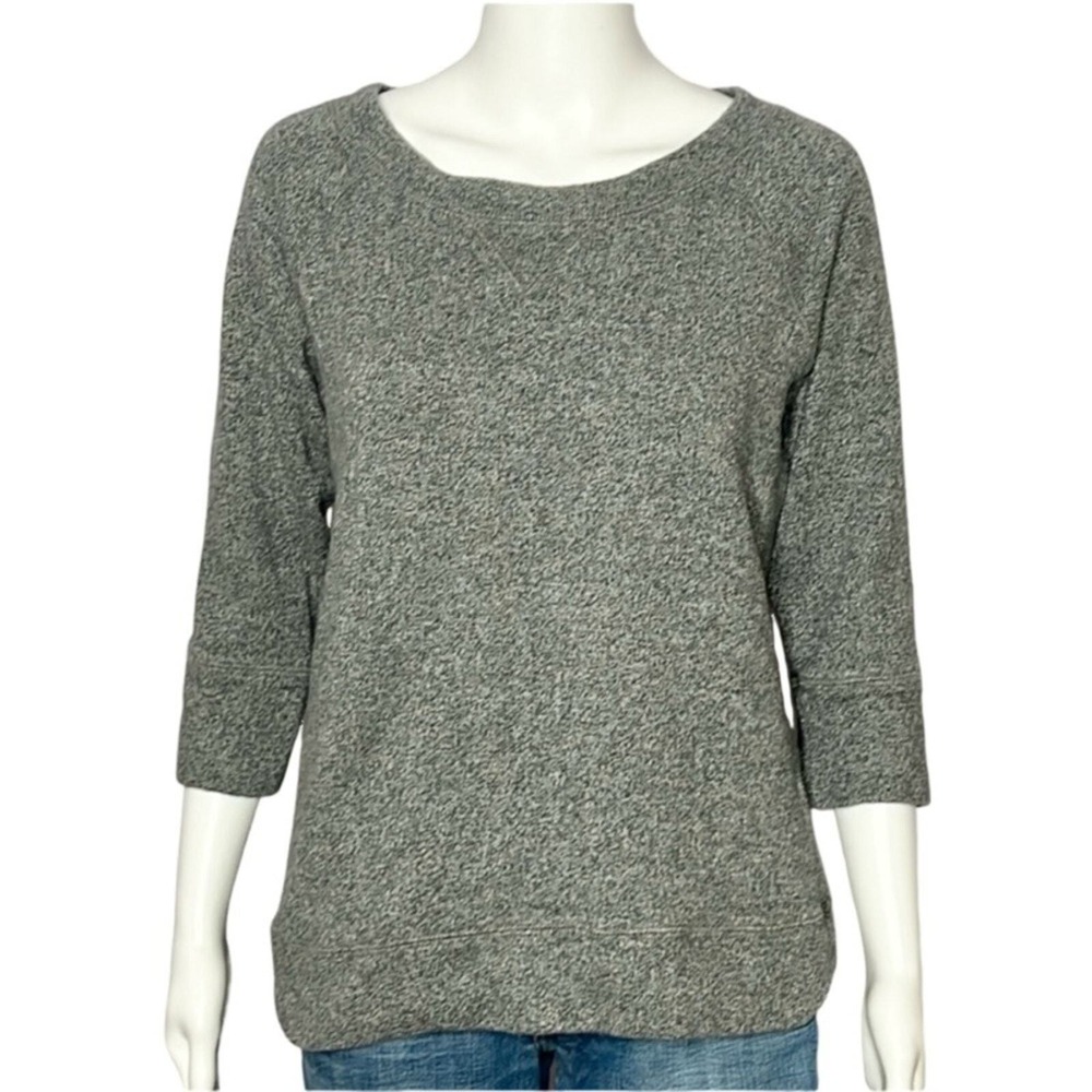 J. Crew Speckled Grey 3/4 Sleeve Cotton Knit Pullover Top Size S‎